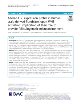 Altered FGF Expression Profile in Human Scalp-Derived Fibroblasts