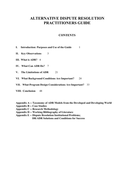 Alternative Dispute Resolution Practitioner's Guide