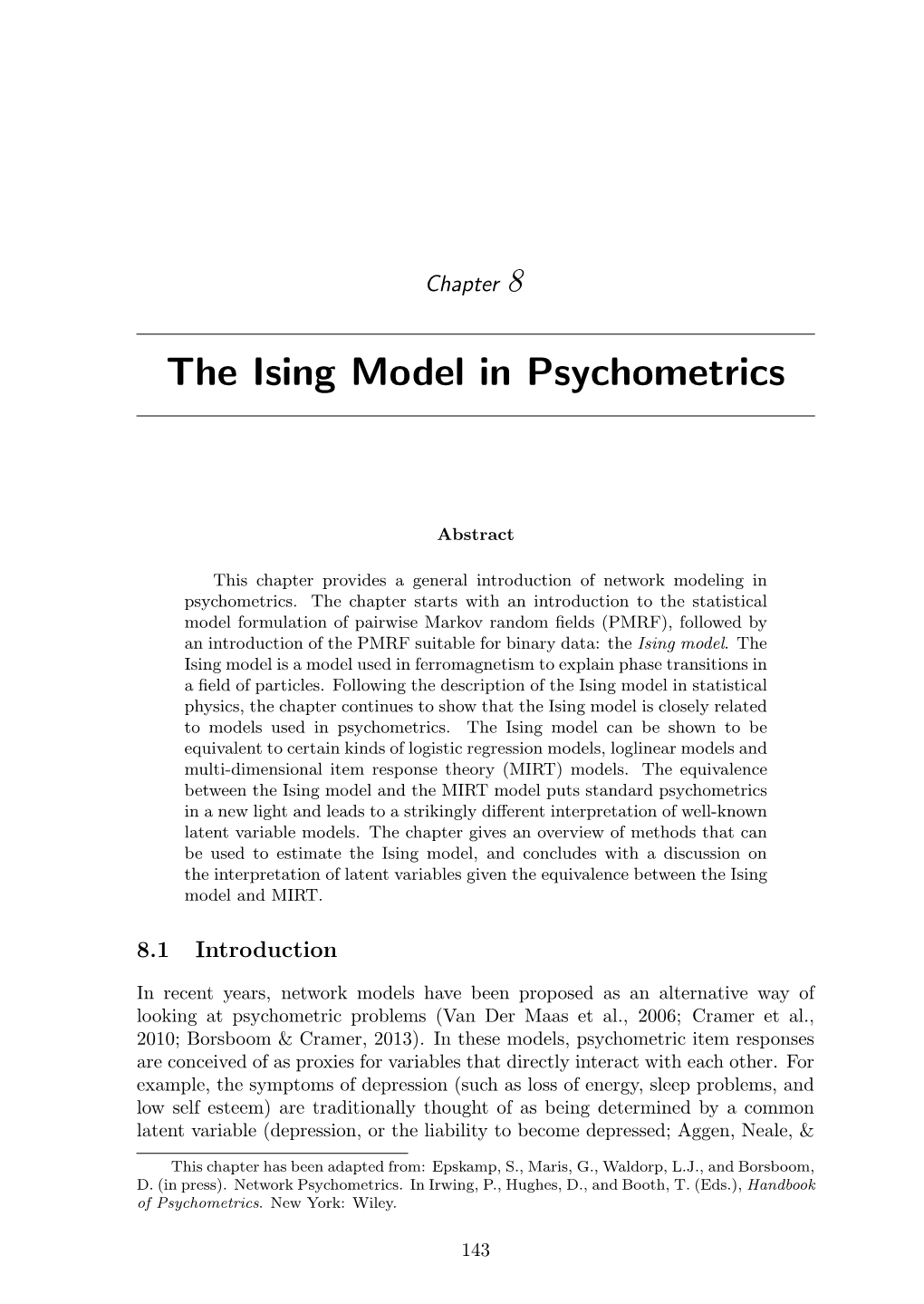 The Ising Model in Psychometrics