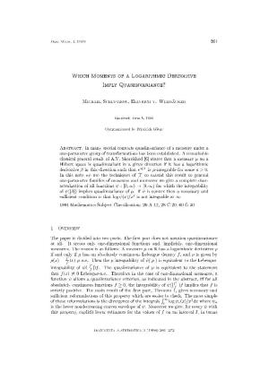 Which Moments of a Logarithmic Derivative Imply Quasiinvariance?