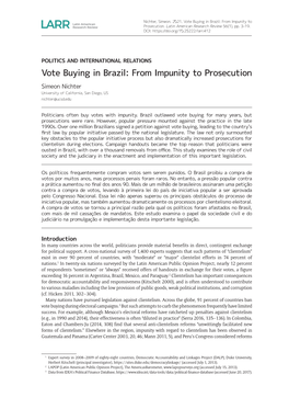 Vote Buying in Brazil: from Impunity to Prosecution