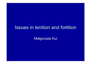 Issues in Lenition and Fortition