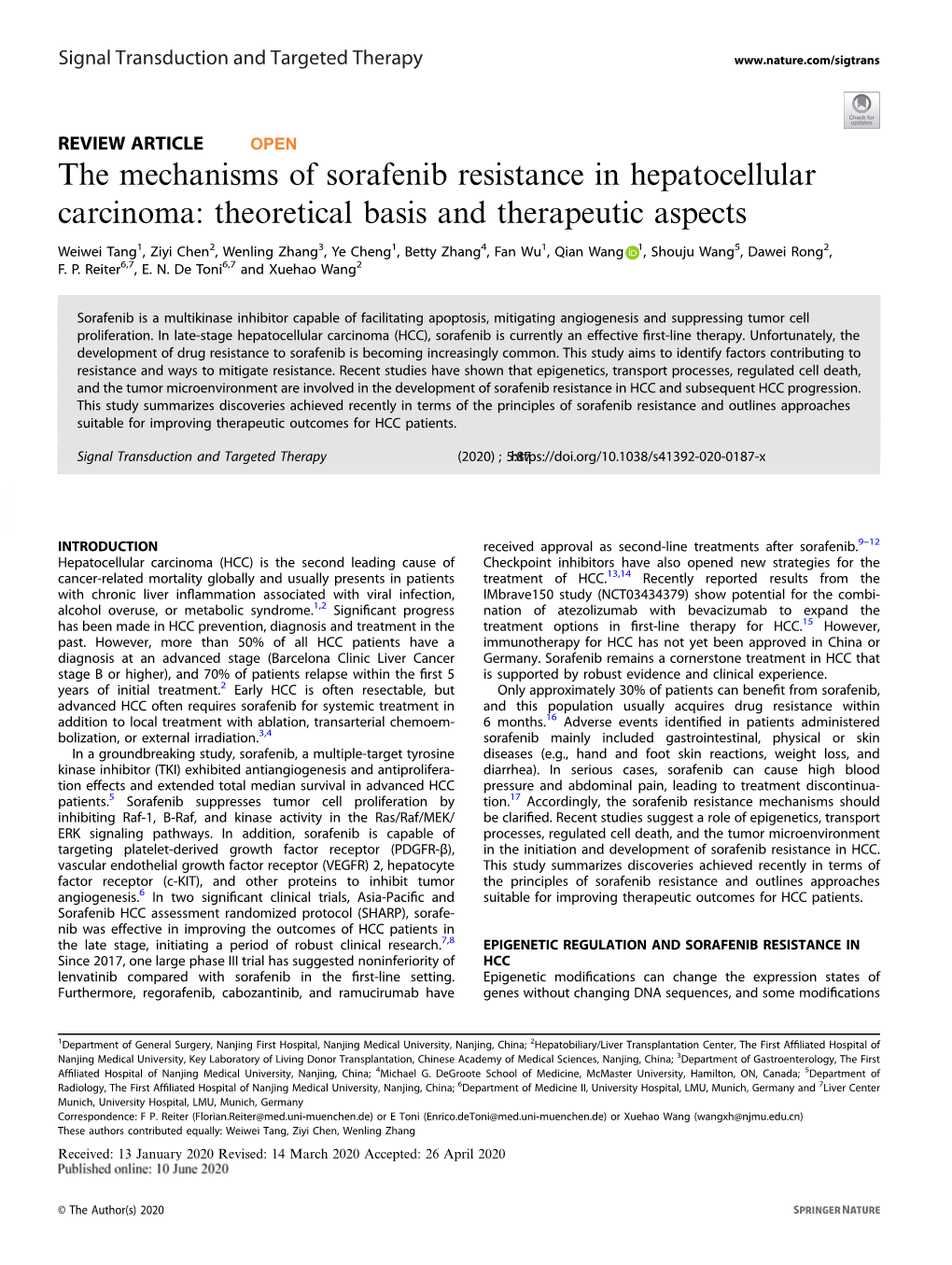 The Mechanisms of Sorafenib Resistance in Hepatocellular Carcinoma: Theoretical Basis and Therapeutic Aspects