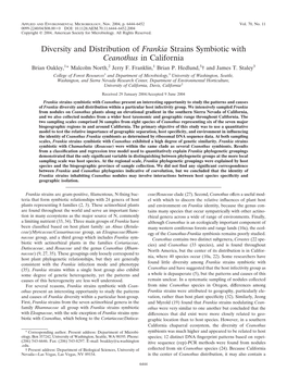 Diversity and Distribution of Frankia Strains Symbiotic with Ceanothus in California Brian Oakley,1* Malcolm North,2 Jerry F