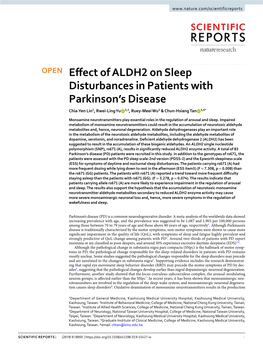 Effect of ALDH2 on Sleep Disturbances in Patients