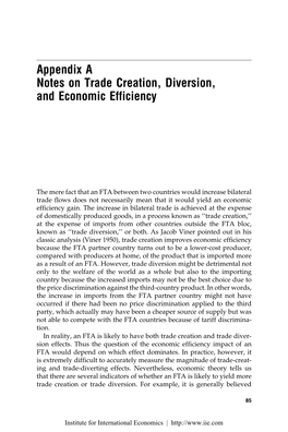 Appendix a Notes on Trade Creation, Diversion, and Economic Efficiency