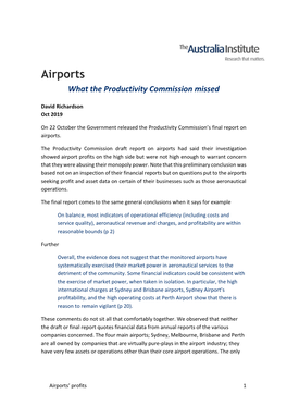 Airports What the Productivity Commission Missed