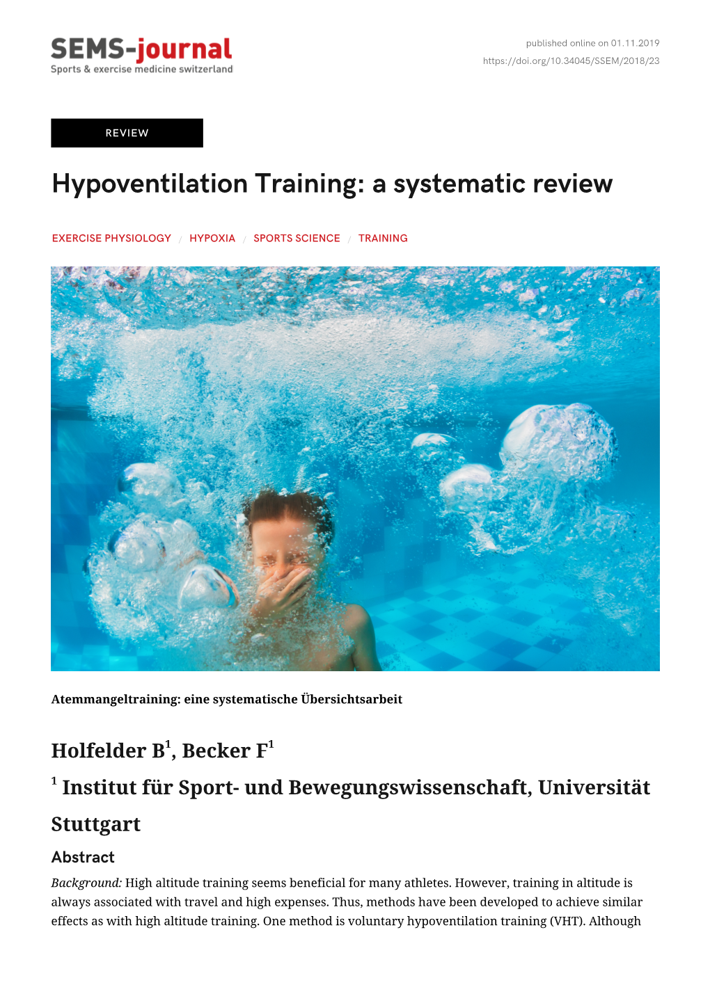 Hypoventilation Training: a Systematic Review