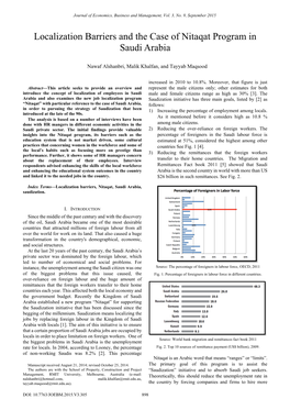 Localization Barriers and the Case of Nitaqat Program in Saudi Arabia