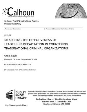 Measuring the Effectiveness of Leadership Decapitation in Countering Transnational Criminal Organizations
