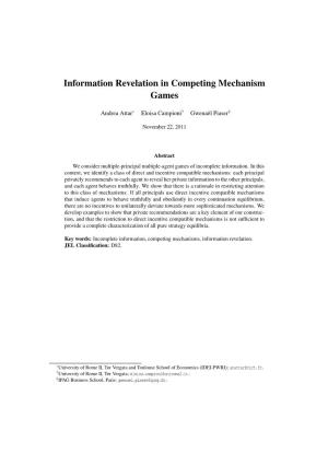 Information Revelation in Competing Mechanism Games