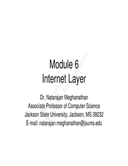 Module 6 Internet Layer Meghanathan Dr