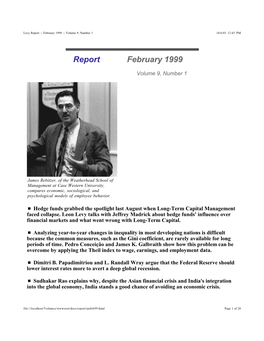 Report -- February 1999 -- Volume 9, Number 1 10/6/03 12:43 PM