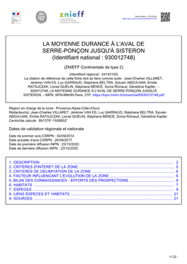 LA MOYENNE DURANCE À L'aval DE SERRE-PONÇON JUSQU'à SISTERON (Identifiant National : 930012748)