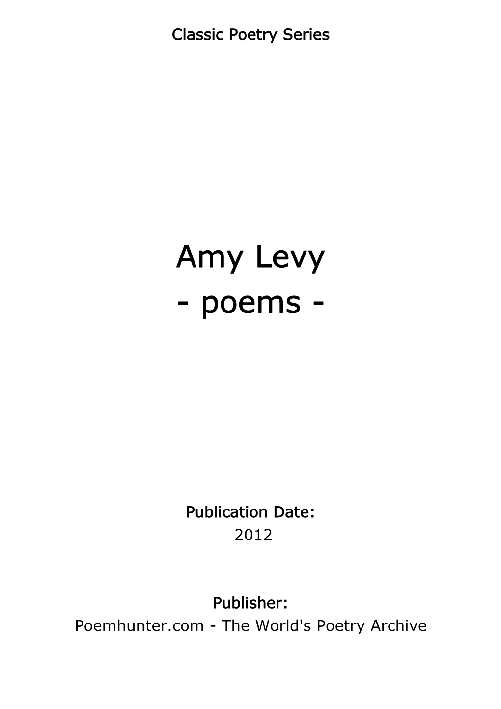 Amy Levy - Poems