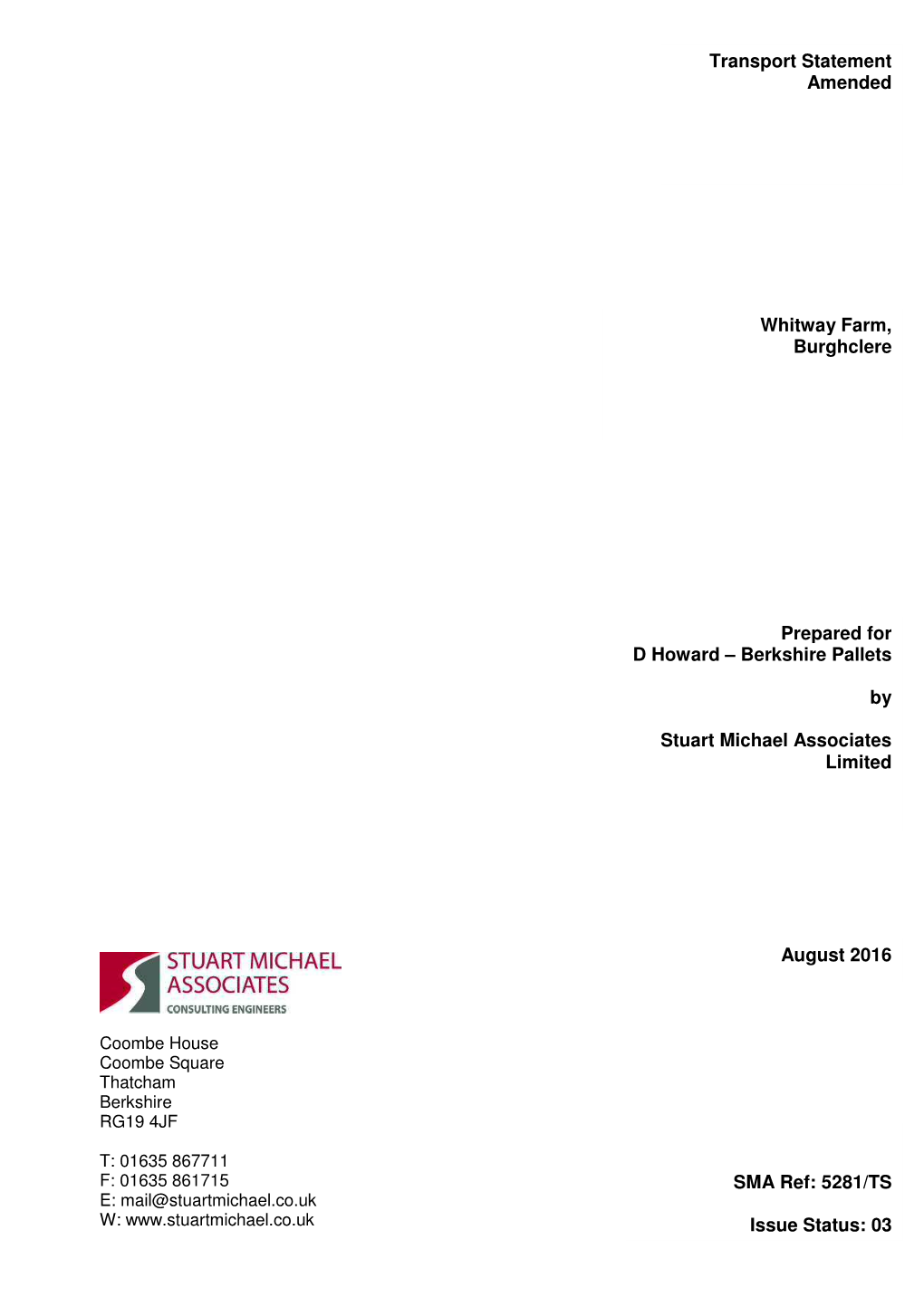 03 Transport Statement Amended Whitway Farm, Burghclere