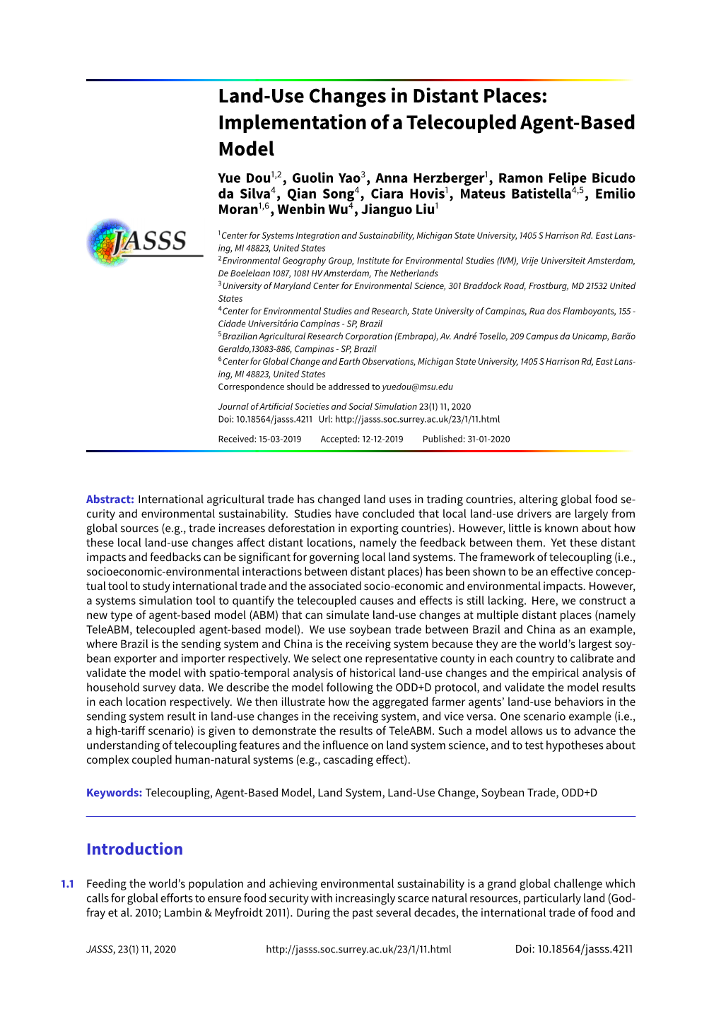 Land-Use Changes in Distant Places: Implementation of a Telecoupled