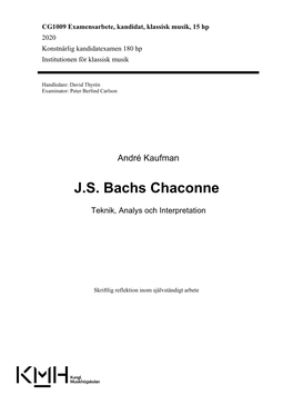 J.S. Bachs Chaconne