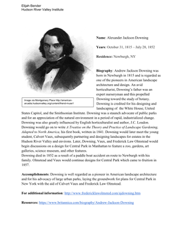 Alexander Jackson Downing Years: October 31, 1815