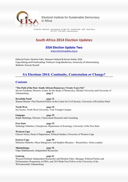 South Africa 2014 Election Updates