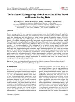 Evaluation of Hydrogeology of the Lower Son Valley Based on Remote Sensing Data