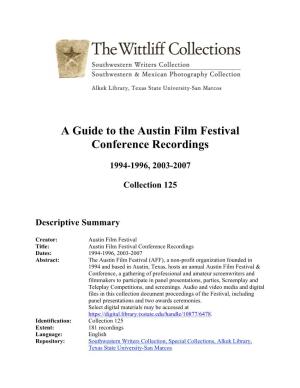 A Guide to the Austin Film Festival Conference Recordings