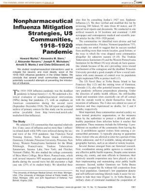 Nonpharmaceutical Influenza Mitigation