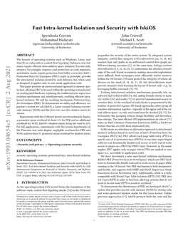 Fast Intra-Kernel Isolation and Security with Iskios Spyridoula Gravani John Criswell Mohammad Hedayati Michael L