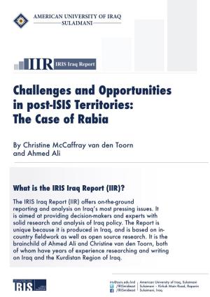Challenges and Opportunities in Post-ISIS Territories: the Case of Rabia