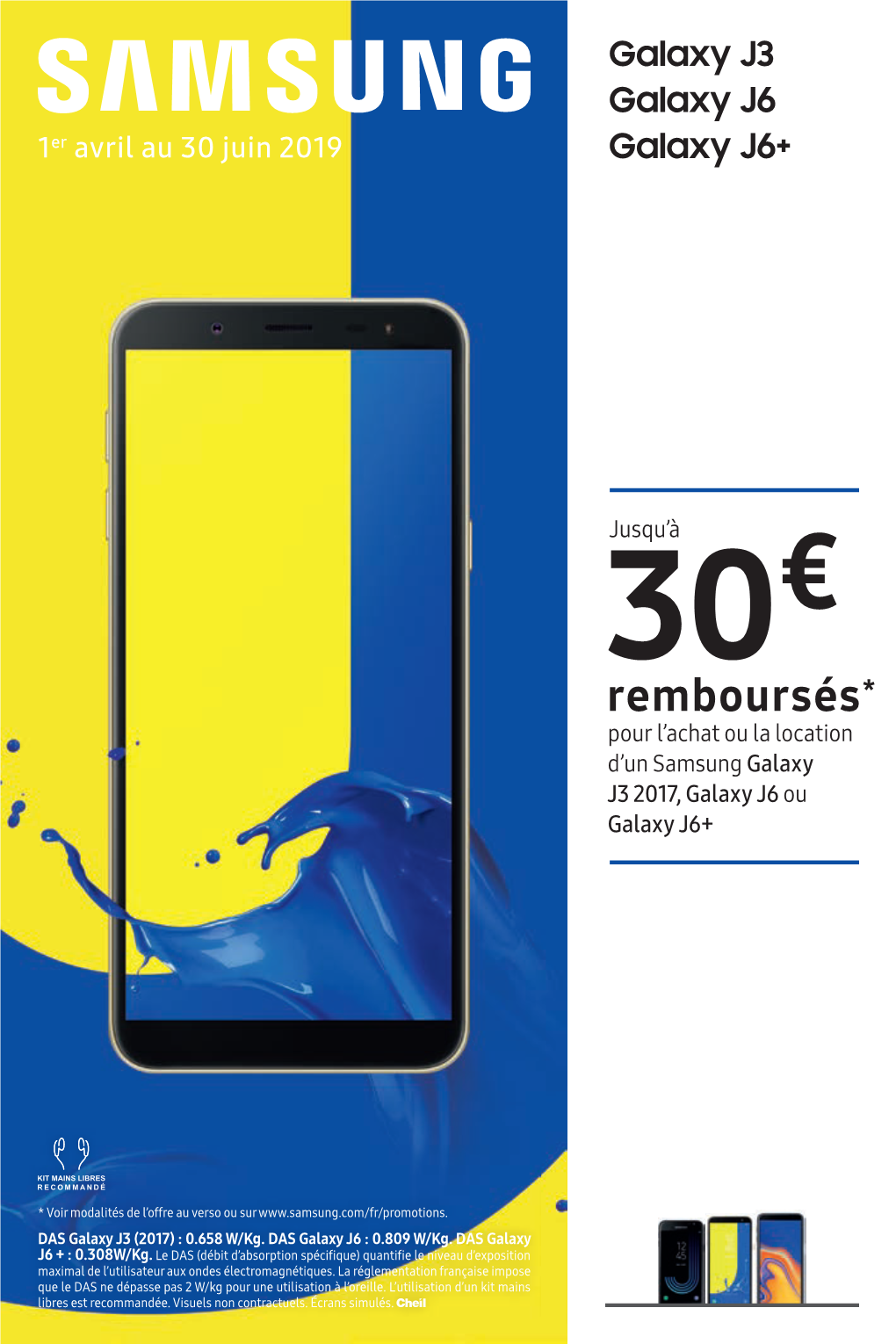 Remboursés* Pour L’Achat Ou La Location D’Un Samsung Galaxy J3 2017, Galaxy J6 Ou Galaxy J6+