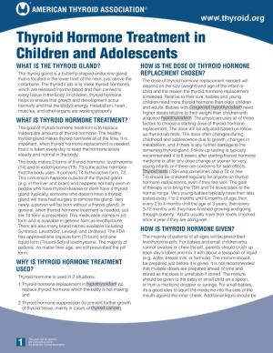Thyroid Hormone Treatment in Children and Adolescents Brochure