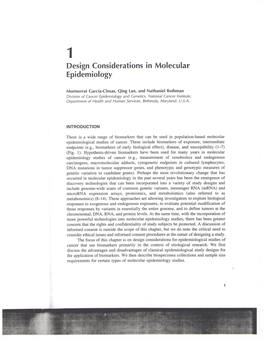 Design Considerations in Molecular Epidemiology