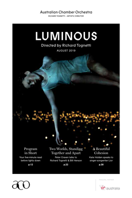 LUMINOUS Directed by Richard Tognetti AUGUST 2019