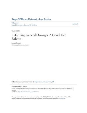 Reforming General Damages: a Good Tort Reform Joseph Sanders University of Houston Law Center
