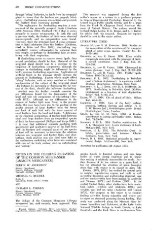 Notes of the Feeding Behavior of the Common Merganser (Mergus
