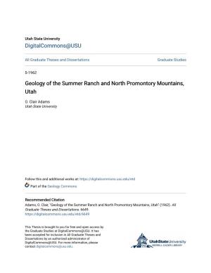 Geology of the Summer Ranch and North Promontory Mountains, Utah