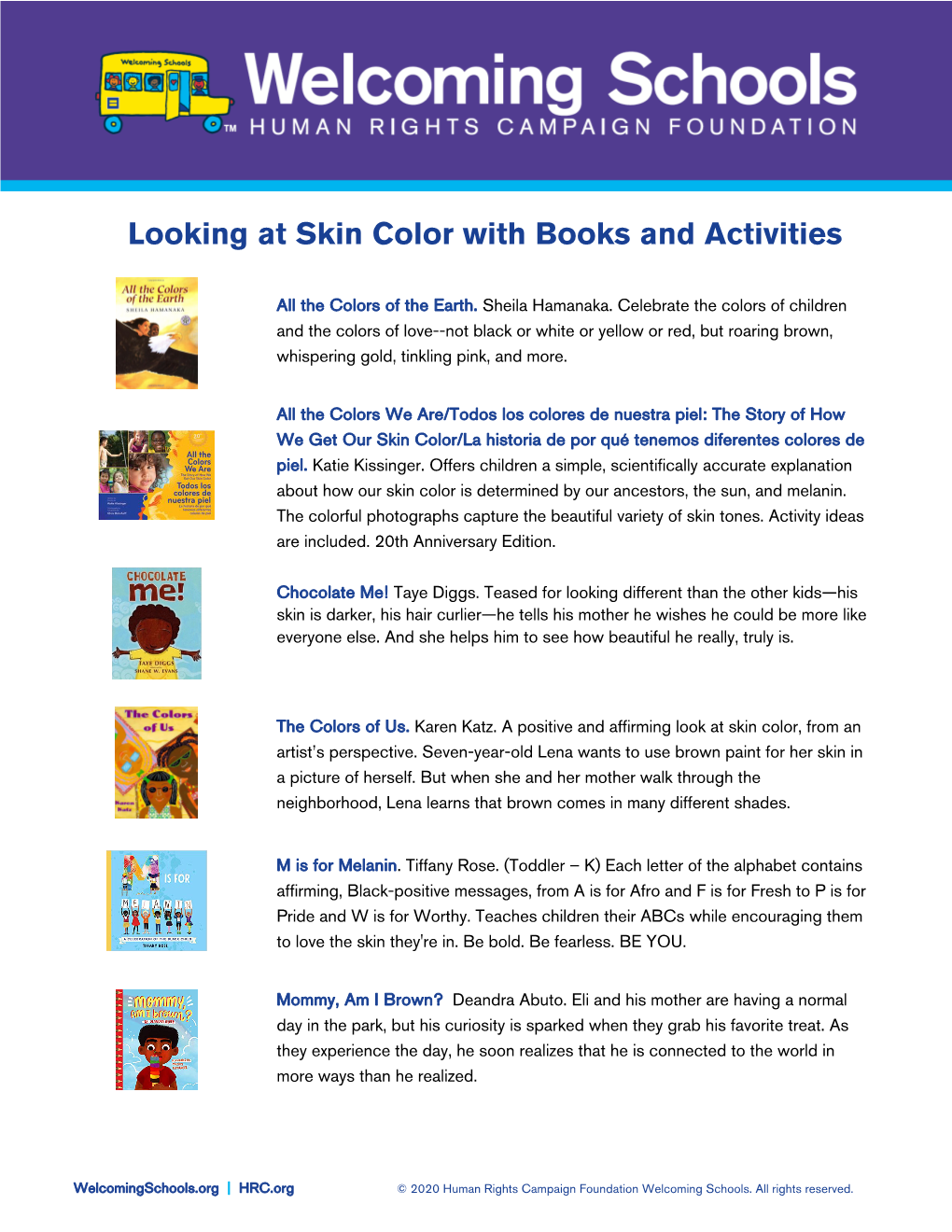 Looking at Skin Color with Books and Activities