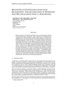 Beyond Fully-Connected Layers with Quaternions: Parameterization Of