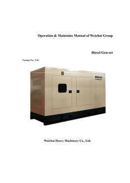 Operation & Maintains Manual of Weichai Group Diesel Gen-Set