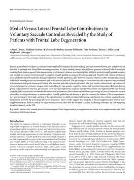 Medial Versus Lateral Frontal Lobe Contributions to Voluntary Saccade Control As Revealed by the Study of Patients with Frontal Lobe Degeneration