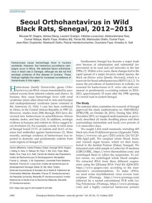 Seoul Orthohantavirus in Wild Black Rats, Senegal, 2012–2013 Moussa M