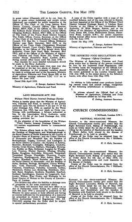 CHURCH COMMISSIONERS Him by the Lincolnshire River Authority, Under Section 4 (1) (B) of the Land Drainage Act, 1930, 1 Millbank, London S.W.I