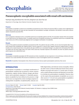 Paraneoplastic Encephalitis Associated with Renal Cell Carcinoma