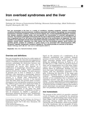 Iron Overload Syndromes and the Liver