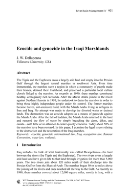 Ecocide and Genocide in the Iraqi Marshlands