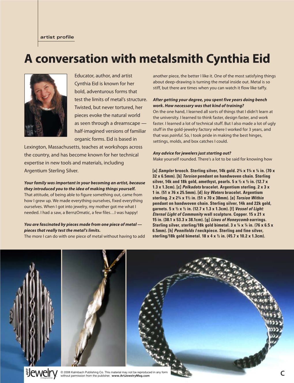 A Conversation with Metalsmith Cynthia Eid