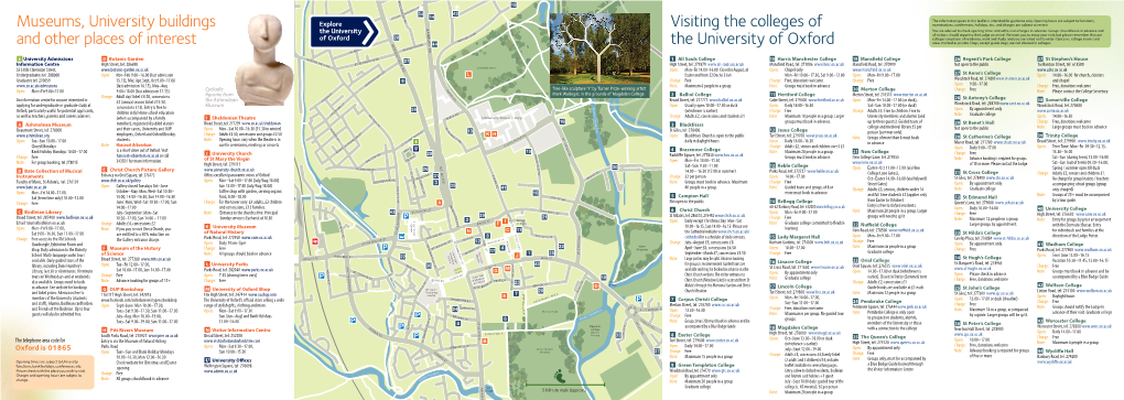 Visiting the Colleges of the University of Oxford Museums, University Buildings and Other Places of Interest