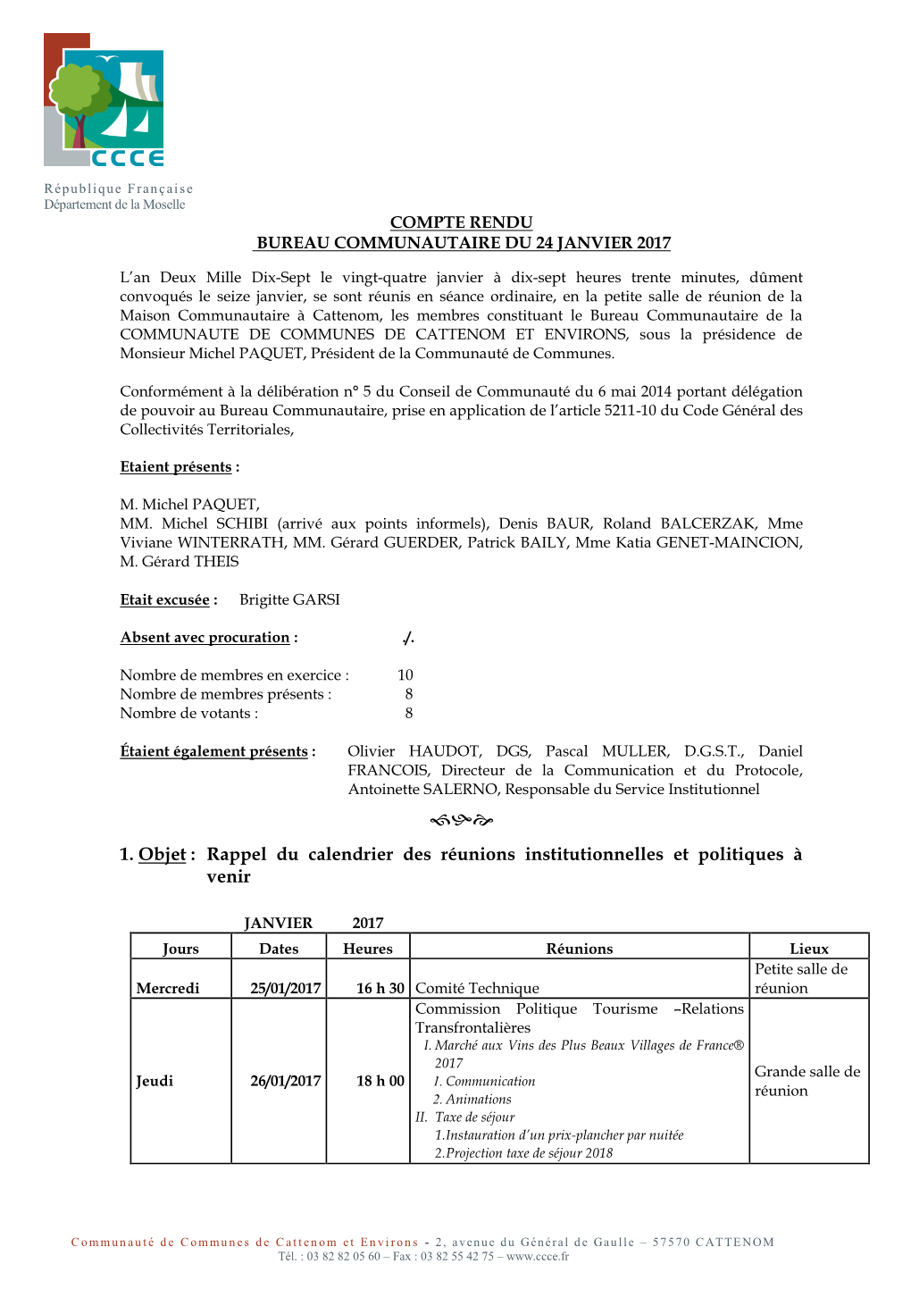 Extrait Du Registre Des Decisions Du Bureau