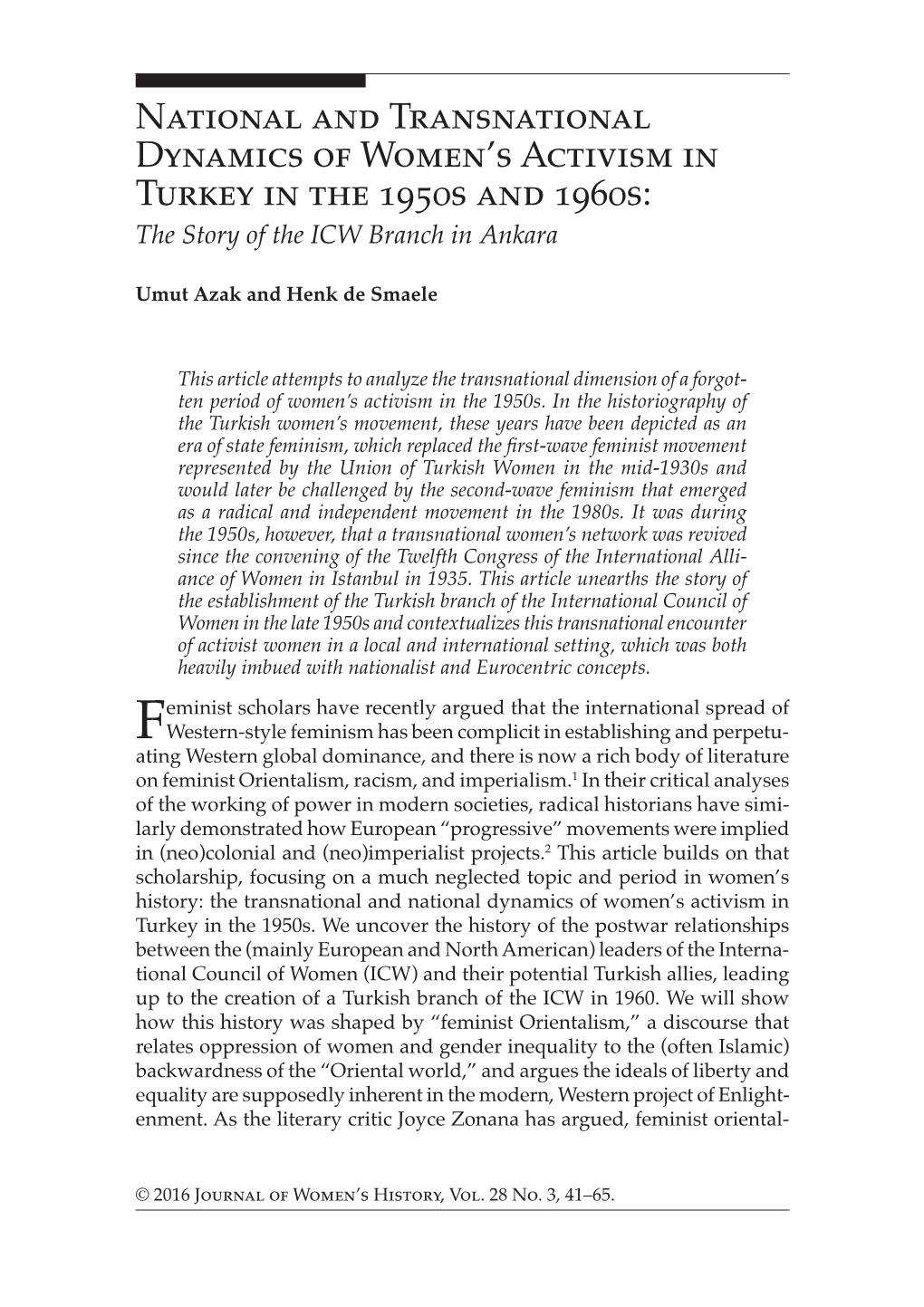 National and Transnational Dynamics of Women's Activism in Turkey In