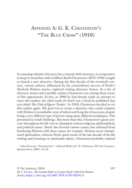 Appendix A: G. K. Chesterton's “The Blue Cross” (1910)